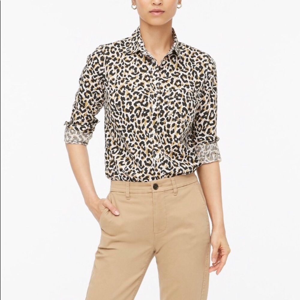 J. Crew Leopard Print Button Down Shirt
